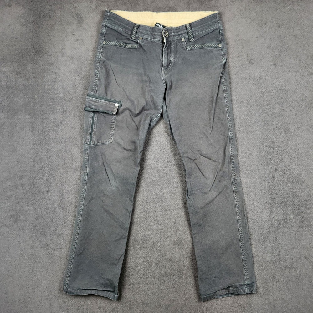 KUHL Rydr Pant Womens 8 REG Gray Cargo Straight Leg Cotton Blend Stretch Utility